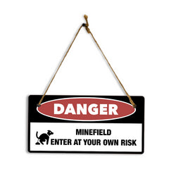 Danger Minefield Enter At Your Own Risk 5" x 10" Hanging Wall or Door Sign | Safety Signs