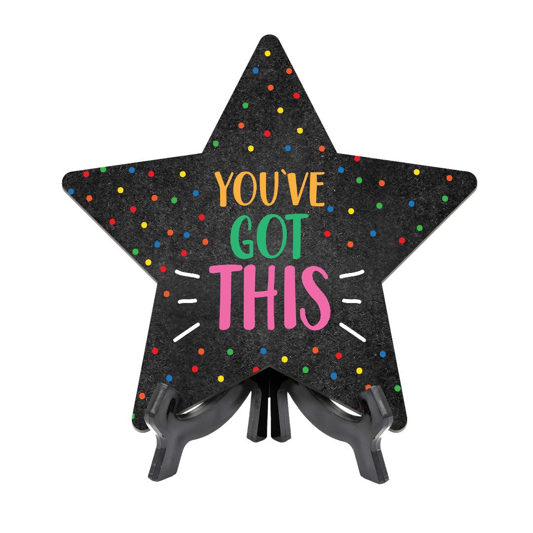 Motivational School Classroom Star Table Sign Premium Sublimated Hardboard | Includes Acrylic Easel Stands | Pre School or Kindergarten| High School | Positive Inspirational Classroom Decor|Inspirational Empowering Teacher Quotes