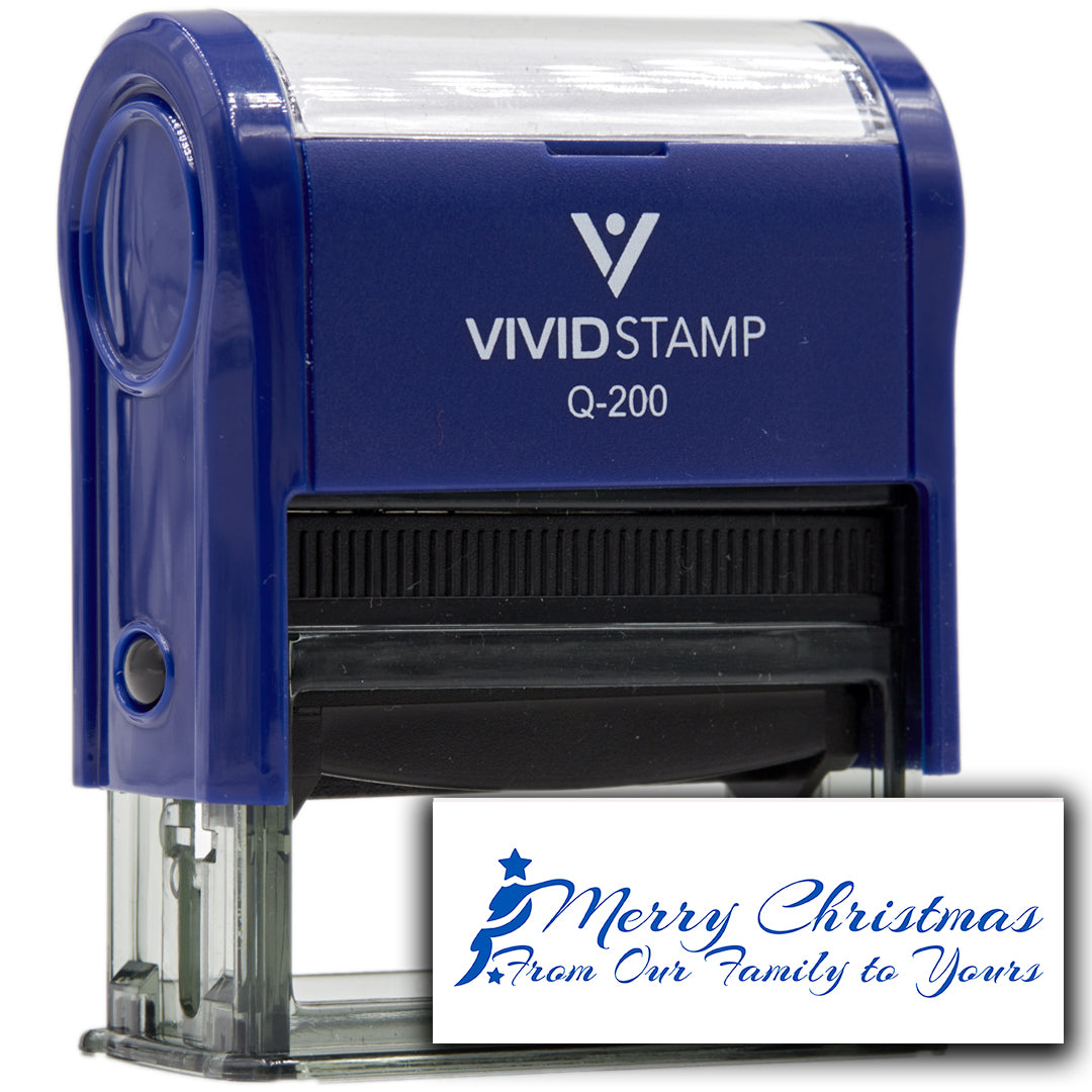 All Quality Merry Christmas From Our Family to Yours Self-Inking Rubber Stamp | Christmas Gift Stamp | Festive Season