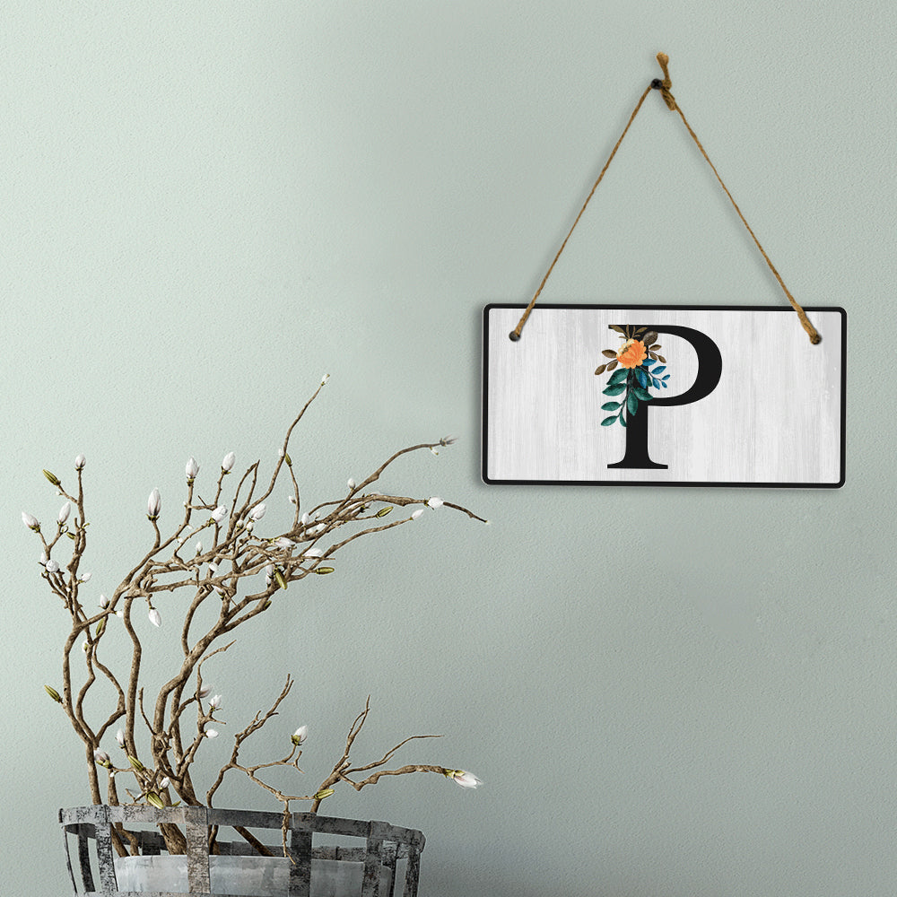 P Flower Decor 5x10 Hanging Wall or Door Sign | Alphabet Letter Room Decoration