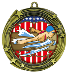 All Quality Swimming Swirling Stars Design Medal - 1st, 2nd, 3rd Place