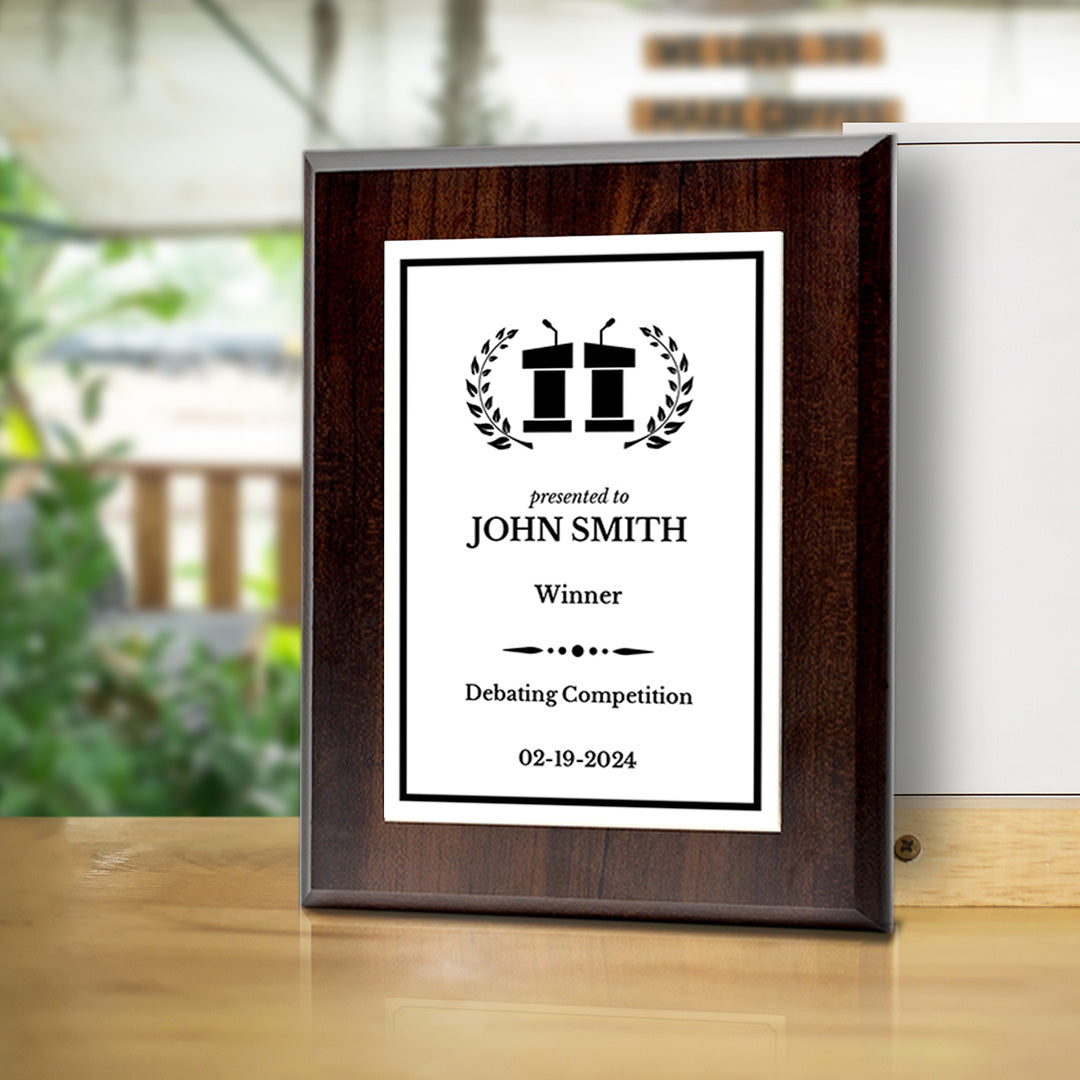 Debating and Model Diplomacy Theme Custom Award Plaque |Easel Mount Option | Achievement and Service Personalizable Plaques