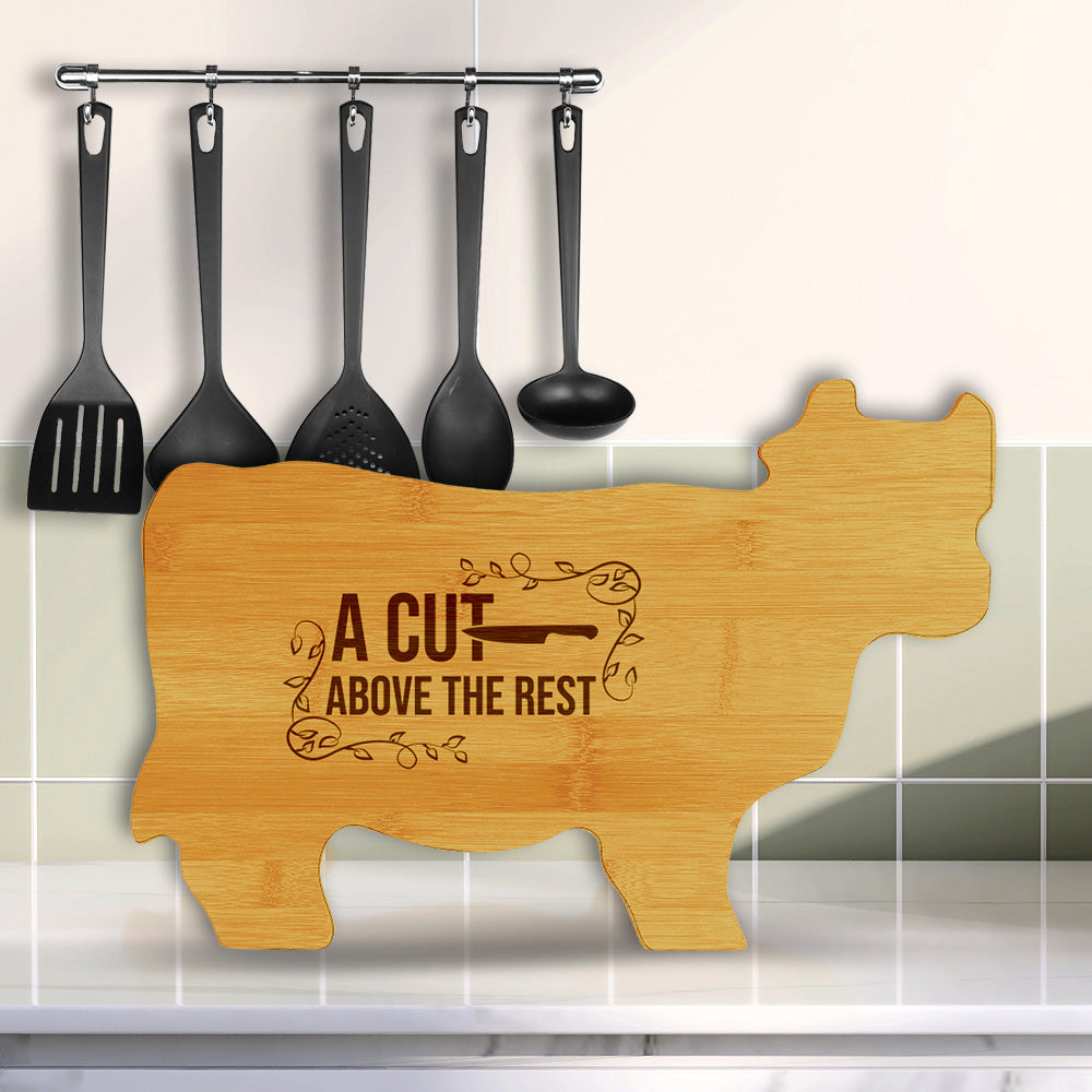 A Cut Above The Rest 14.75 x 9.75" Cow Shape Cutting Board | Funny Kitchen Chopping Board