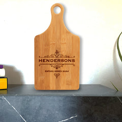 Designs ByLITA Personalized Bamboo Paddle Shaped Cutting Board, Customizable Kitchen Chopping Board (9 Design Options)