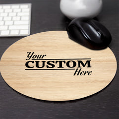 Customizable (8 x 8") Circle Mouse Pad - Wood Texture Design - Add Custom Message or Text