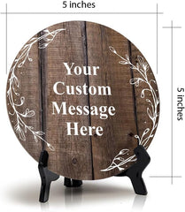 Signs ByLITA Custom Personalized Circle Table Sign (5" x 5") Wreath Designs | MDF Hardboard With Printed Wood Effect | Write Your Own Message | Design Your Sign | Motivational Messages |…