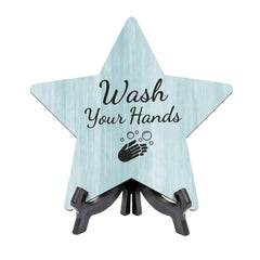 Sign ByLITA Wash Your Hands, Wood Color, Star Table Sign (6"x5")