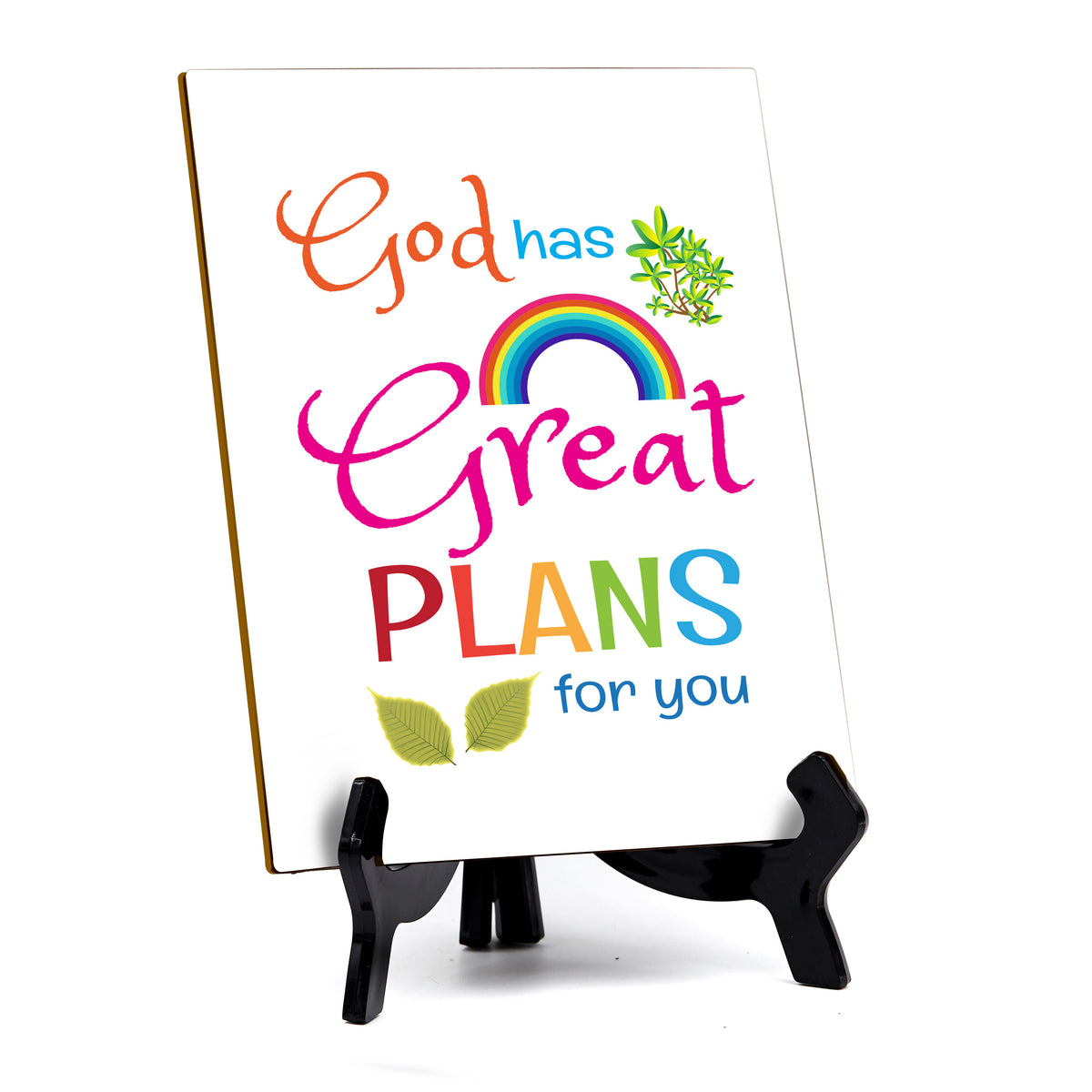 God Has Great Plans For You Table Sign with Acrylic Stand (6x8“) | Classroom & Home Decor