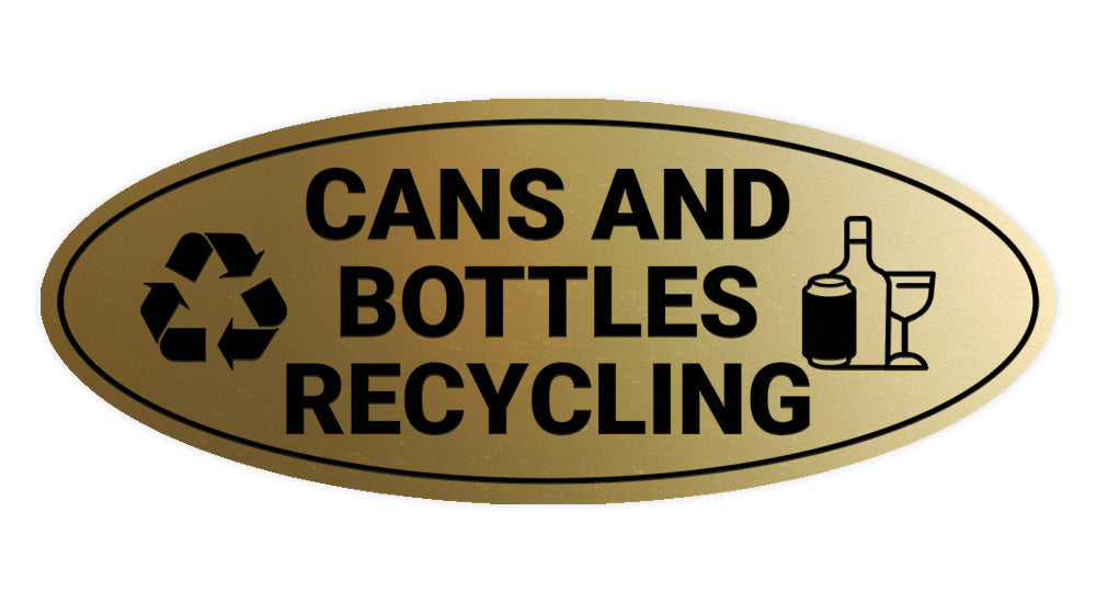 Signs ByLITA Oval Cans and bottles recycling Sign - Laser-Engraved Lettering | Durable ABS Plastic | Vibrant Colors | Powerful Foam Tape