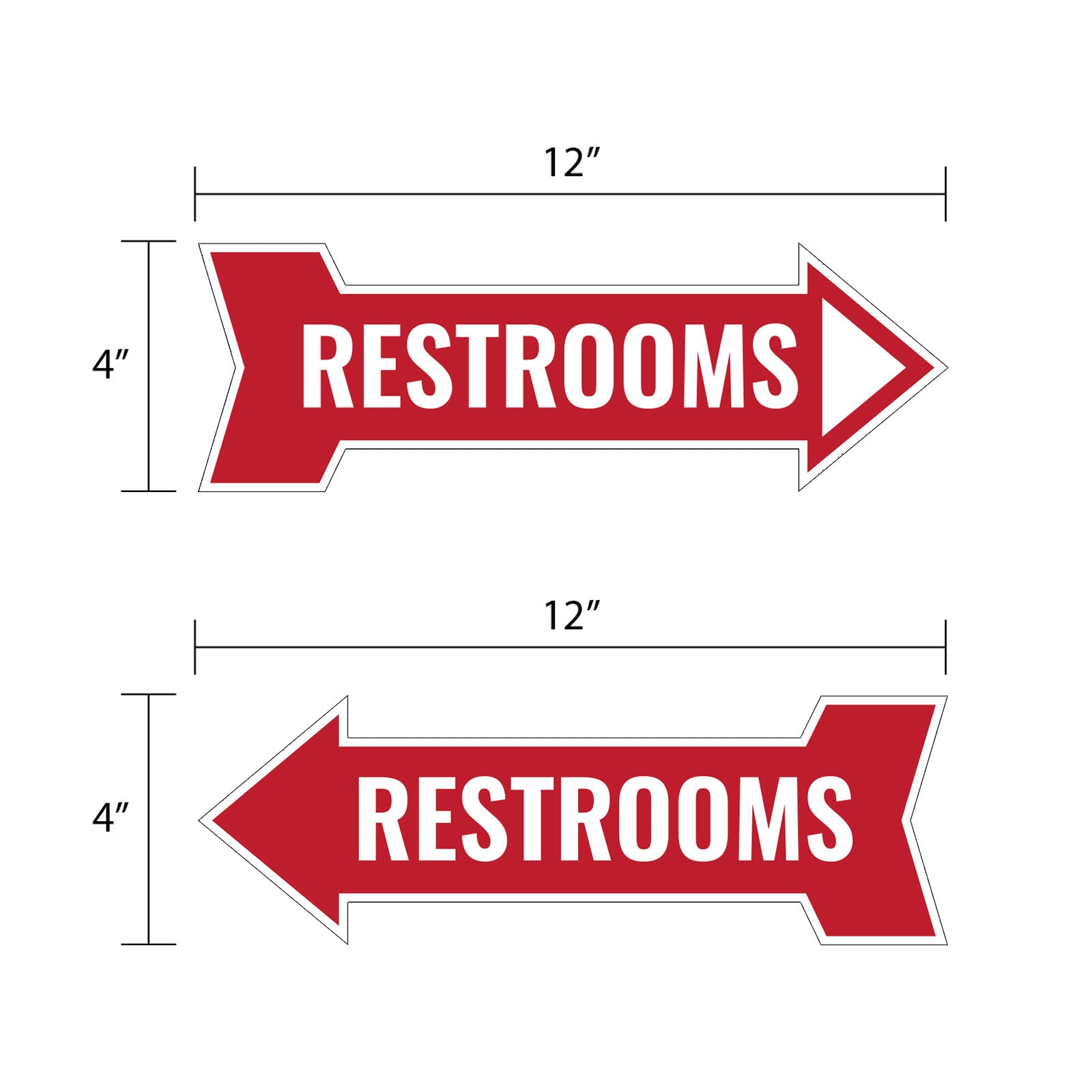 Arrow Shape Restrooms 12x4" Wall or Door Sign | Bathroom Signage