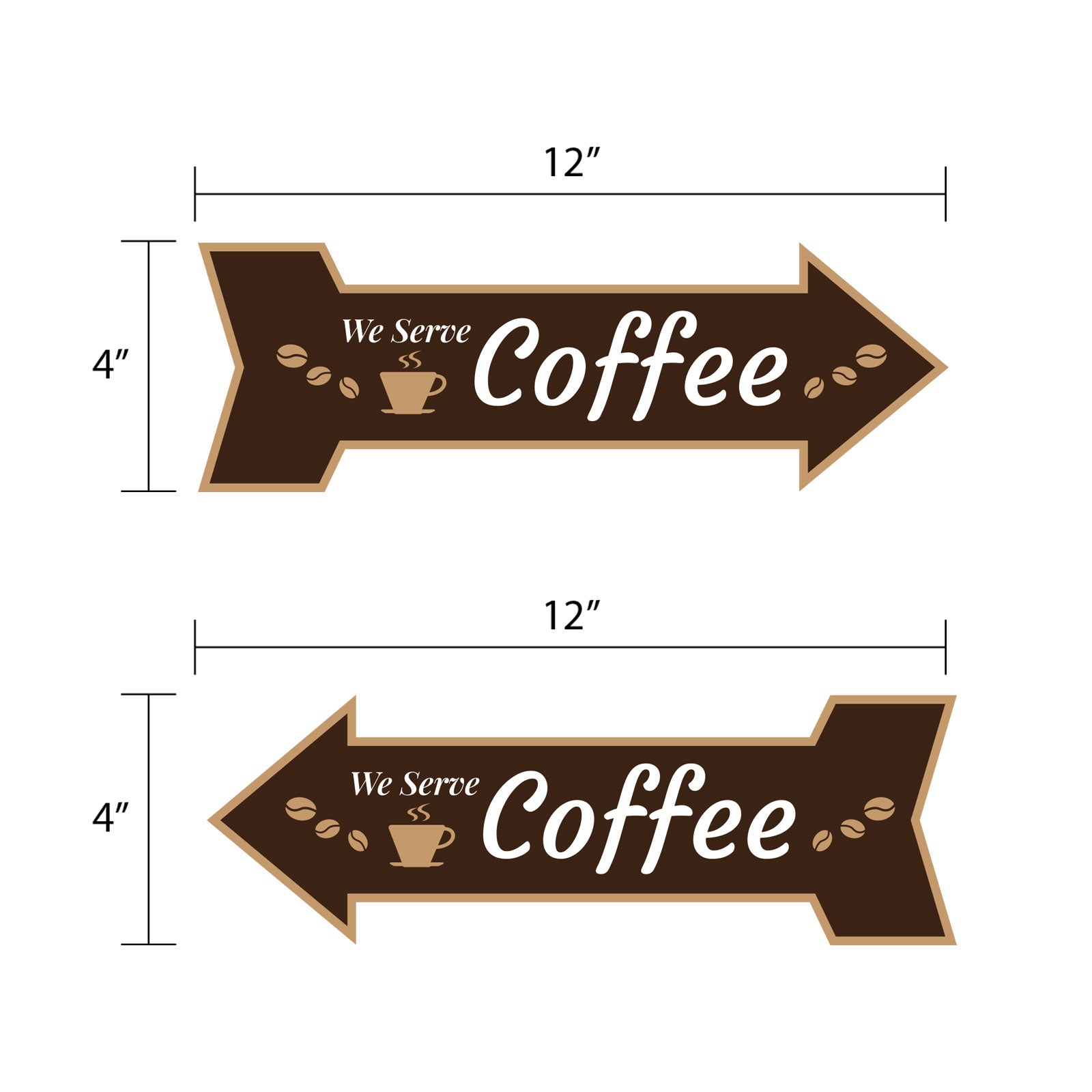 Arrow Shape We Serve Coffee 12x4" Wall or Door Sign | Funny Home Decor | Shop Décor