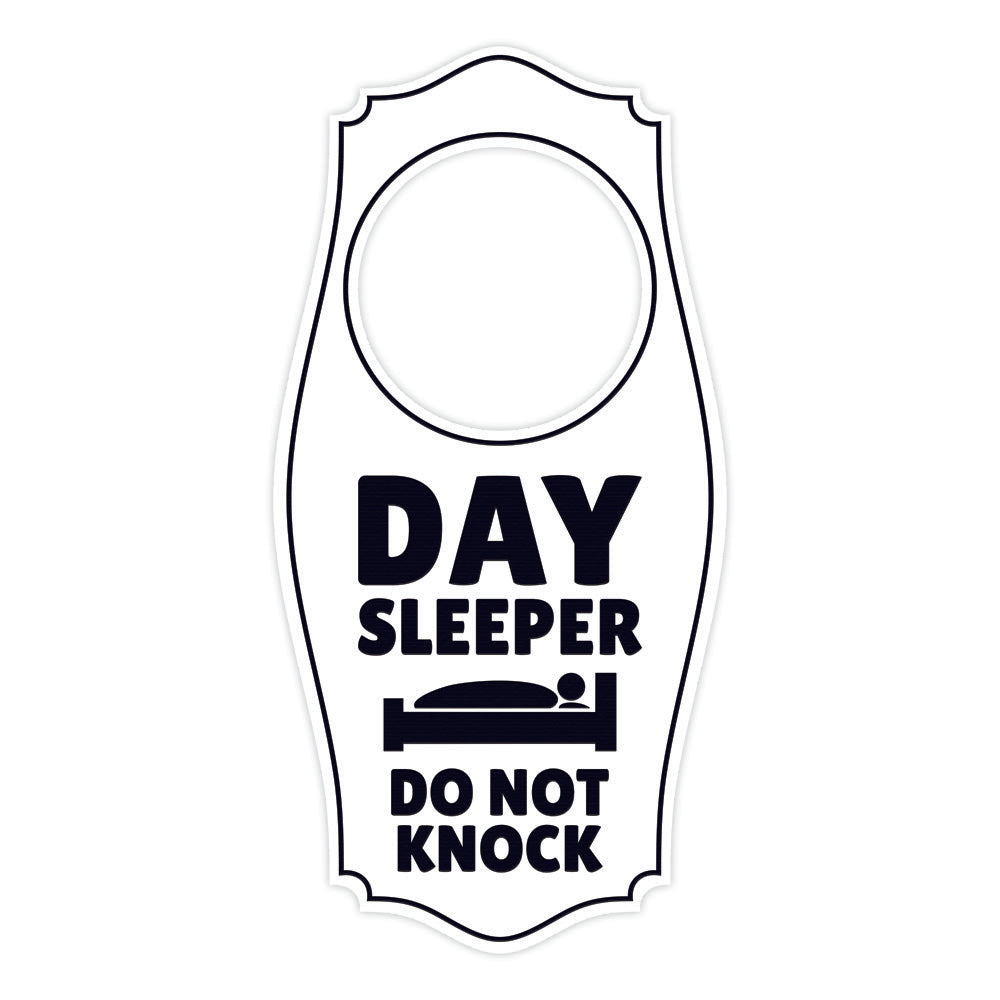 Day Sleeper Do Not Knock Door Hanger | House or Business Door Sign