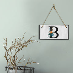 B Flower Decor 5x10 Hanging Wall or Door Sign | Alphabet Letter Room Decoration