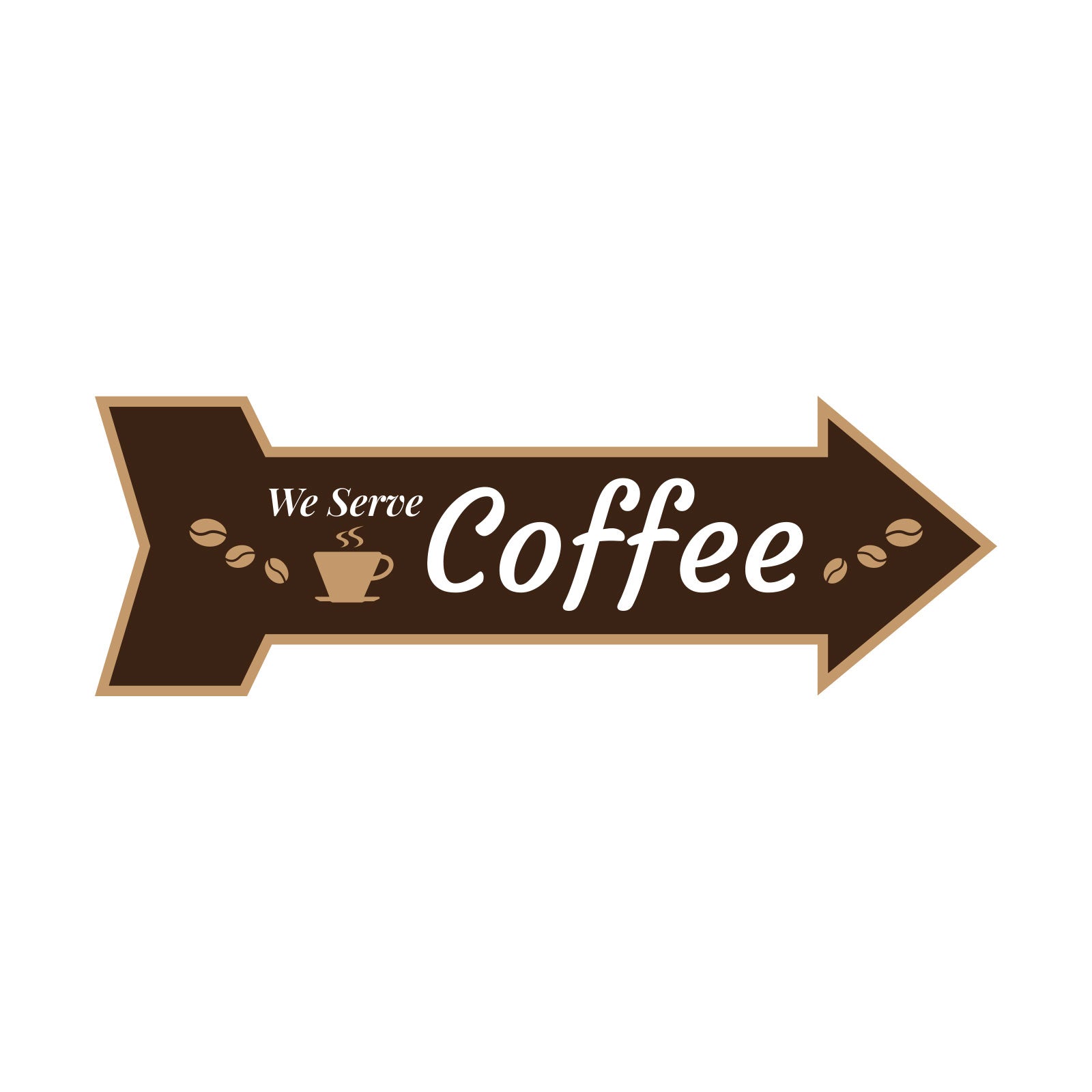 Arrow Shape We Serve Coffee 12x4" Wall or Door Sign | Funny Home Decor | Shop Décor