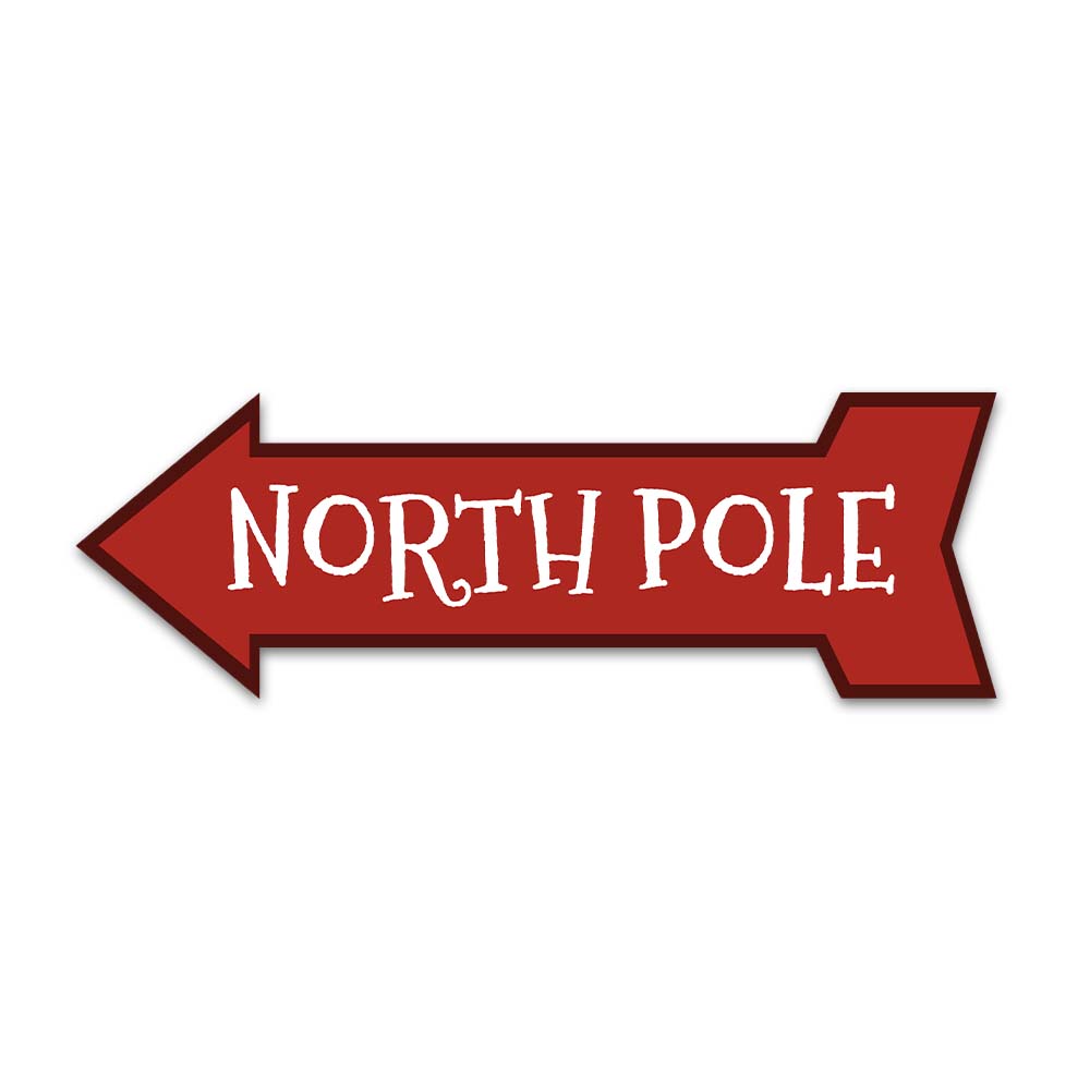 Arrow Shape Plus North Pole 12x4" Wall or Door Sign | Christmas Holiday Decoration