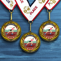 All Quality Wreath Design Track and Field Medal (female) | Competition | High Quality Metal Medal - 1st, 2nd, 3rd Place