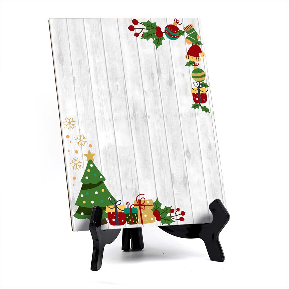 Customizable Christmas Table Sign With Acrylic Stand (6” x 8”) | Holiday Indoor Decoration