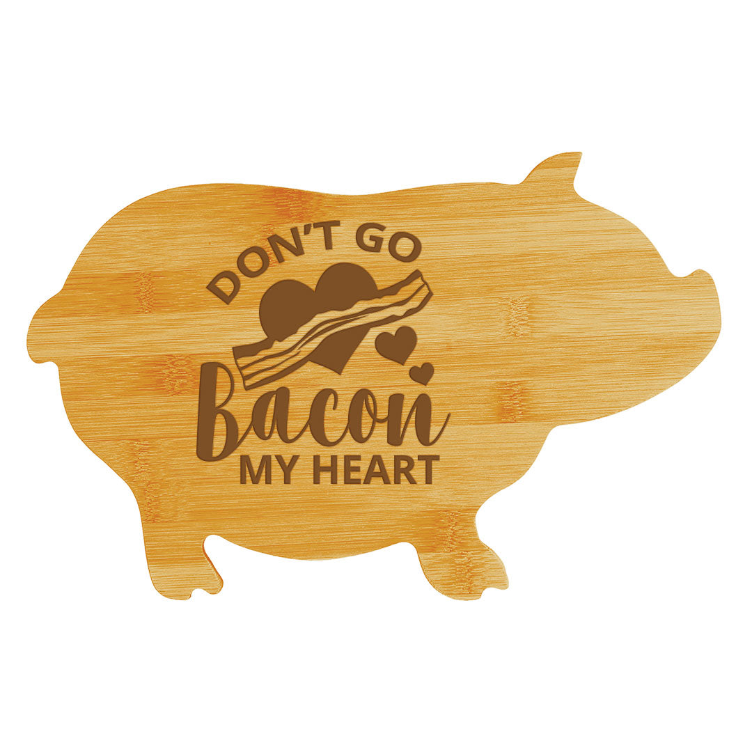 Don’t go bacon my heart (13.75 x 8.75") Pig Shape Cutting Board | Funny Decorative Kitchen Chopping Board