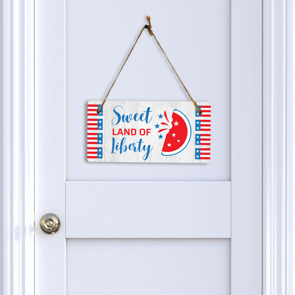 Sweet Land Of Liberty 5x10 Hanging Plus Wall or Door Sign | American Pride