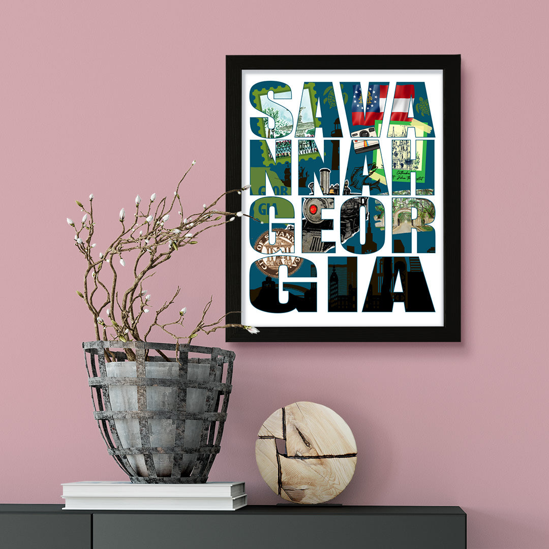 Designs ByLITA Savannah, Georgia Inspirational, Wall Print Art | American Cities Stylish Home Decoration (Unframed or Framed)