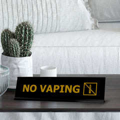 No Vaping, Gold Black Frame, Desk Sign (2x8")