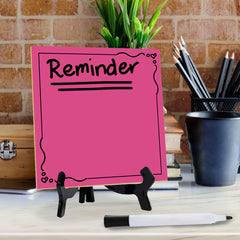 Post-It Note Style MDF Table Signs (5x5” Square) | Dry Wipe to Personalize Your Message| Does Not include Dry Wipe Pen | Black Acrylic Easel for Display