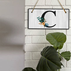 C Flower Decor 5x10 Hanging Wall or Door Sign | Alphabet Letter Room Decoration