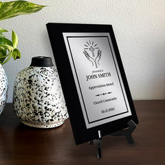 Church and Religion Theme Customizable Black Frame Award Plaque | Easel Mount Option | Recognition of Achievement and Service Personalizable Plaques