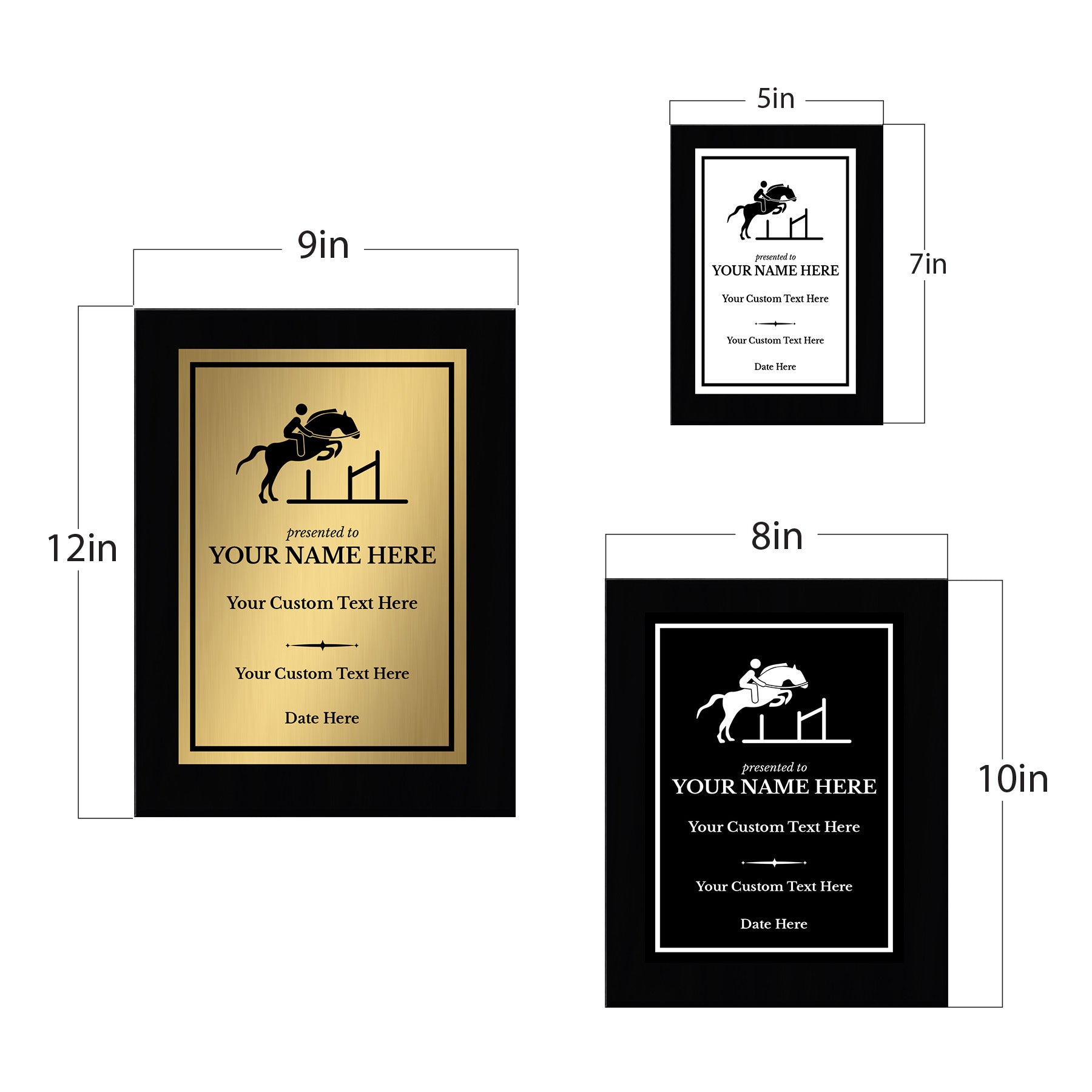 Equestrian and Horse Riding Customizable Black Frame Wooden Award Plaque | Easel Mount Option | Personalizable Plaques | Sport and Athletic Competition Award