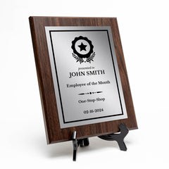 Employee Of The Month Customizable Award Plaque |Easel Mount Option | Recognition of Achievement and Service Personalizable Plaques