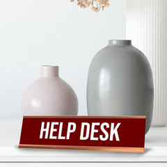 Help Desk, Redwine Gold Frame, Desk Sign (2x8")