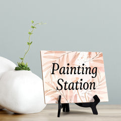 Signs ByLITA Painting Station Wedding Decoration Table Sign with Acrylic Stand (6x8“)