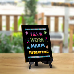 Team Work Makes The Dream Work! Table Sign with Acrylic Stand (6x8“) | Classroom & Home Decor