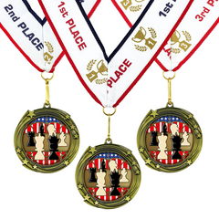 All Quality Chess Swirling Stars Design Medal - 1st, 2nd, 3rd Place