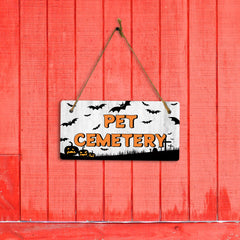 Pet Cemetery 5x10 Hanging Plus Wall or Door Sign | Rustic Twined | Spooky Halloween Decoration