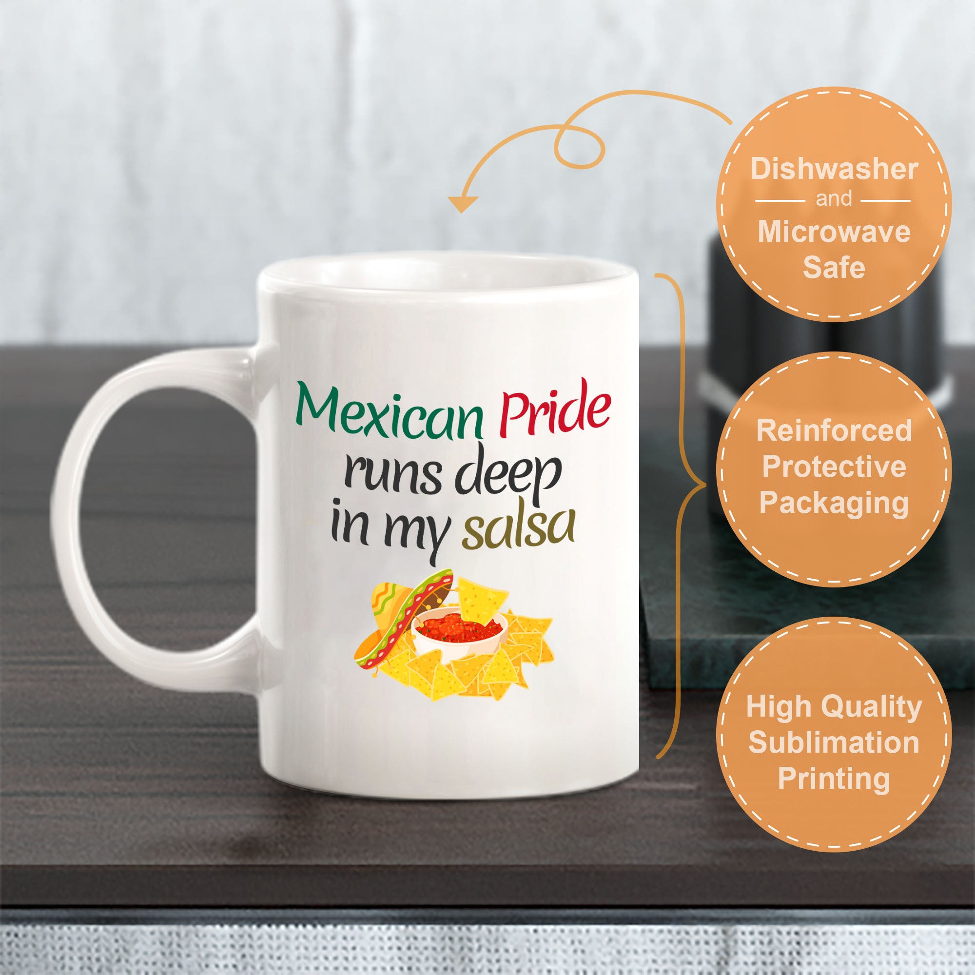 Designs ByLITA Mexican Pride Runs Deep in My Salsa 11oz Plastic or Ceramic Coffee Mug Elegance | Great Novelty Gift | High Quality Sublimation