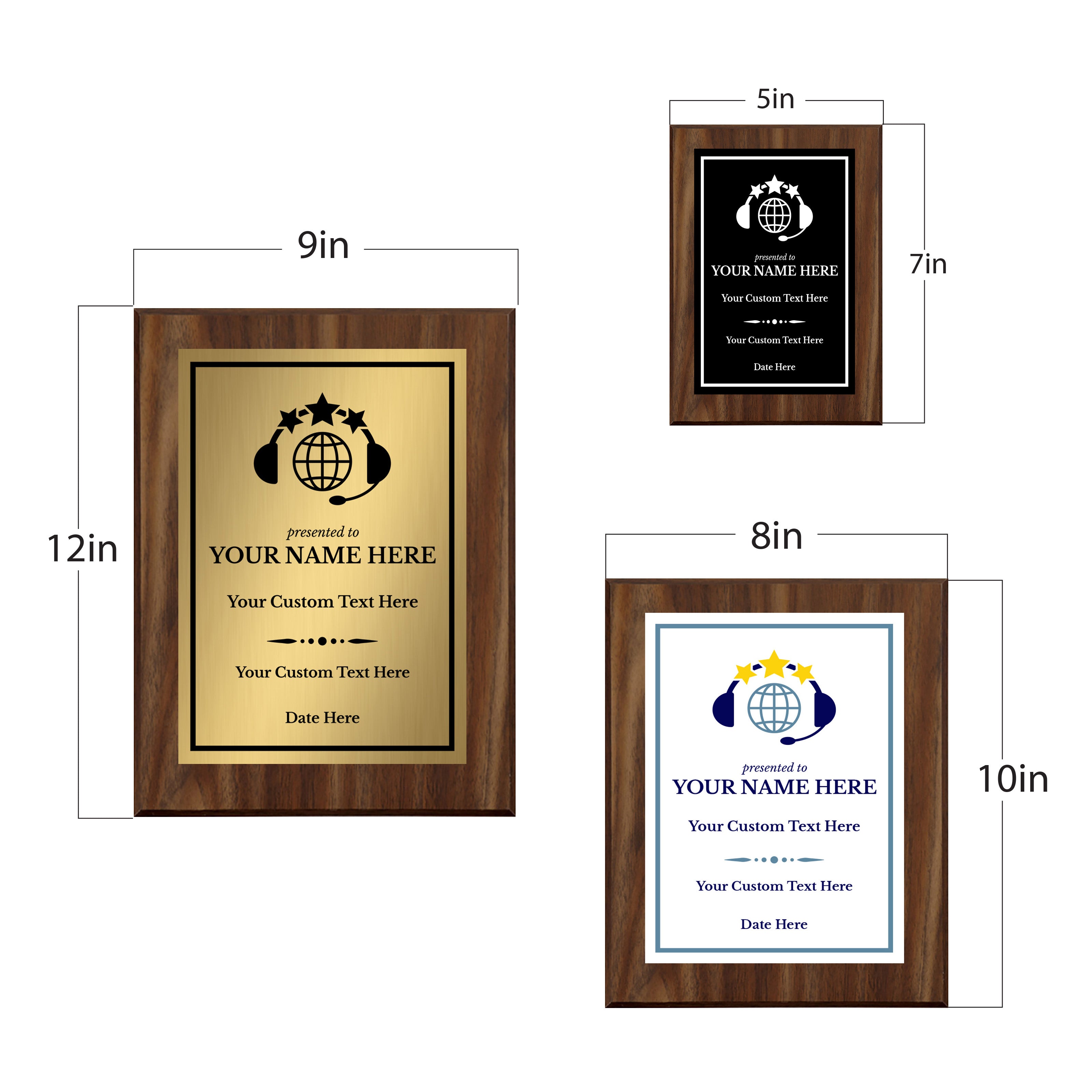 Customer Service Recognition Customizable Award Plaque |Easel Mount Option | Achievement and Service Personalizable Plaques