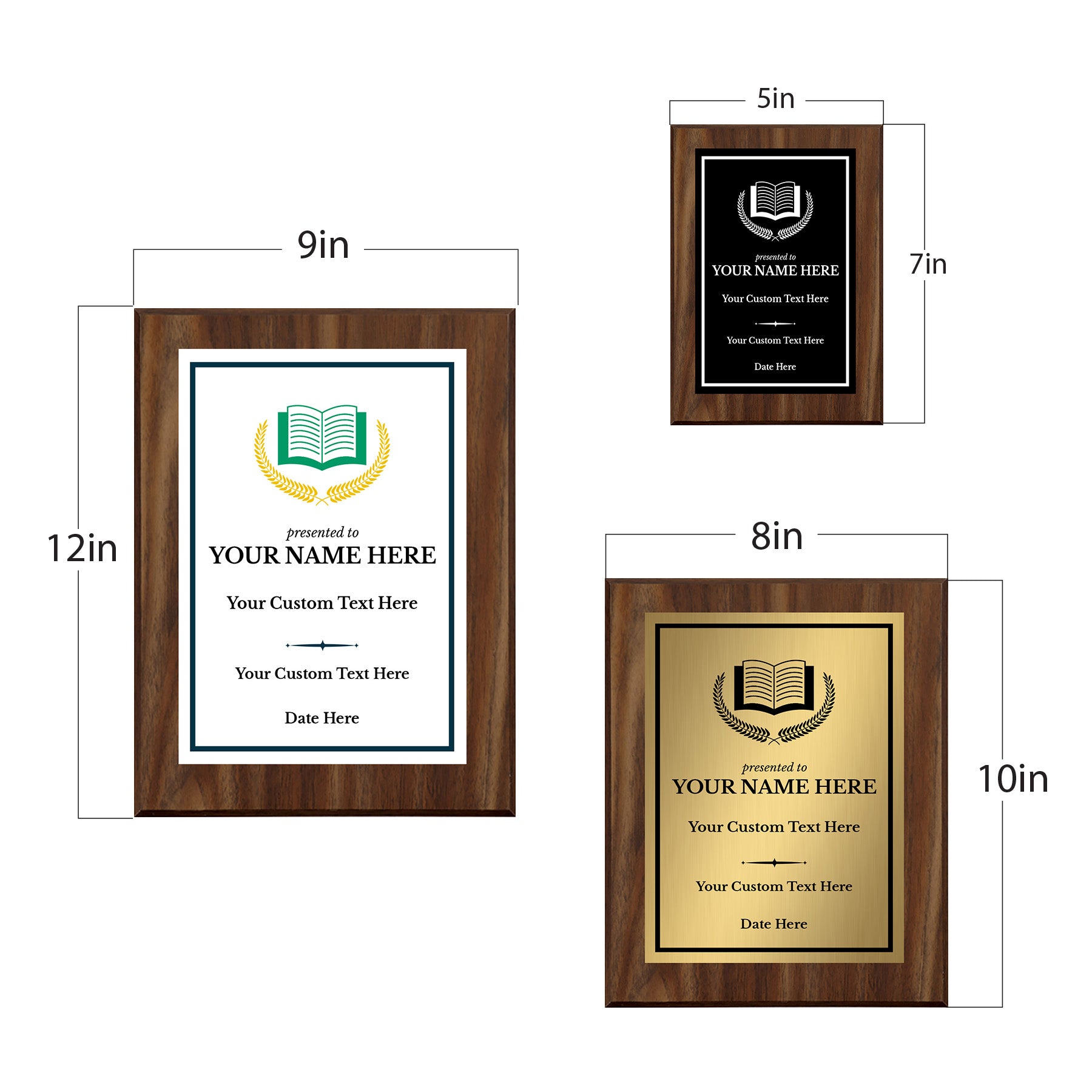 Education Theme Customizable Wooden Award Plaque | Easel Mount Option | Achievement and Recognition Personalizable Plaques