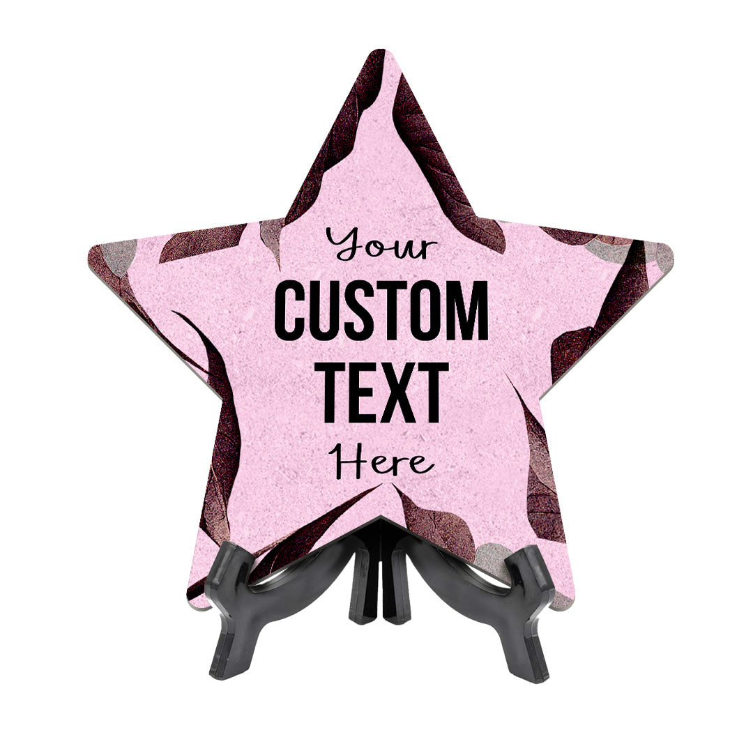 Boho Leaves Personalized Custom Star Shape Table Sign with Acrylic Stand (6 x 5“) | Home or Business Cute Décor Personalized Signs