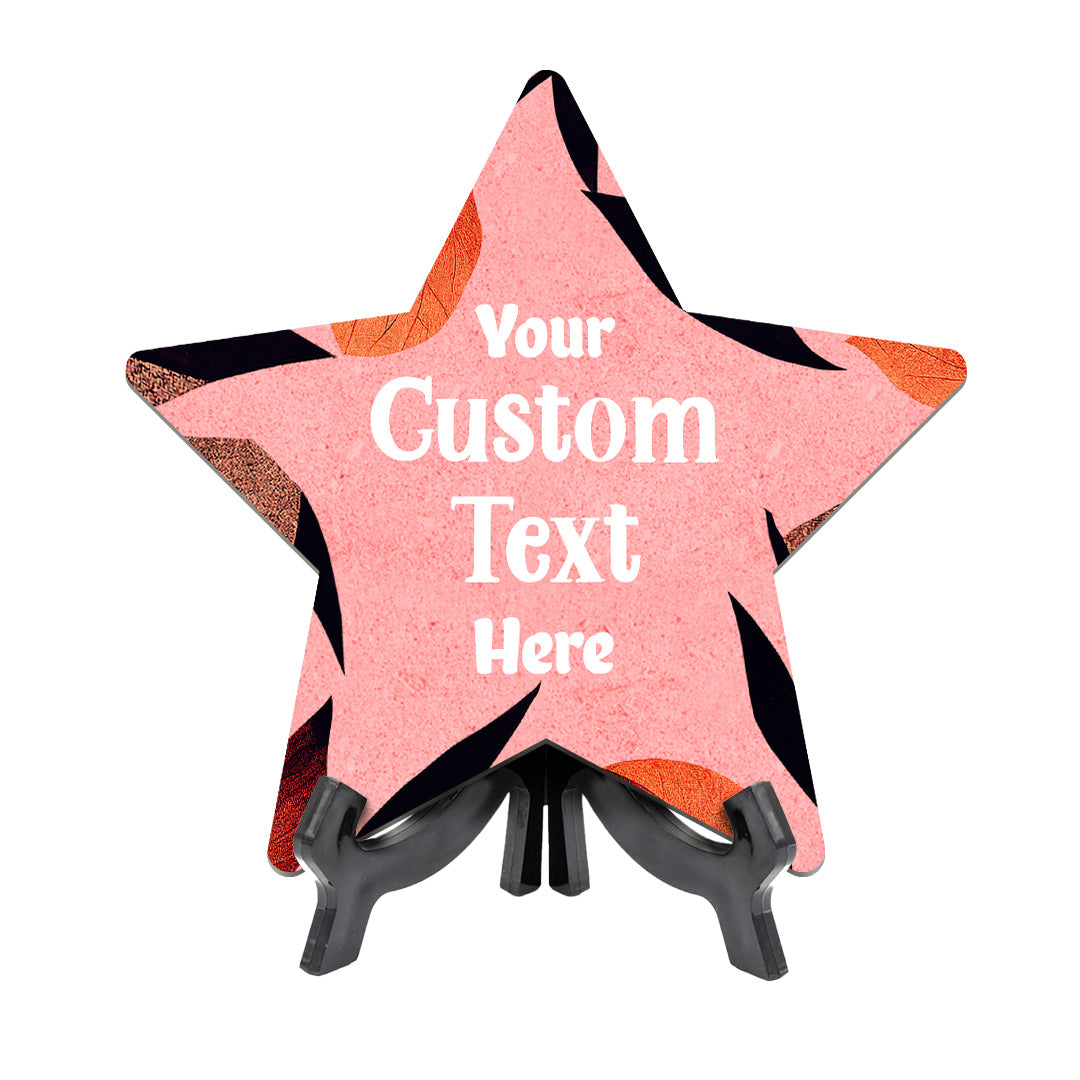 Boho Leaves Personalized Custom Star Shape Table Sign with Acrylic Stand (6 x 5“) | Home or Business Cute Décor Personalized Signs