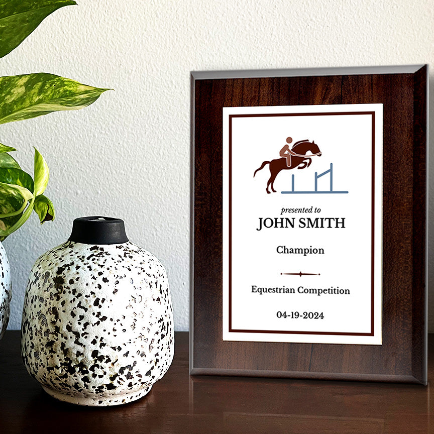 Equestrian and Horse Riding Customizable Wooden Award Plaque | Easel Mount Option | Personalizable Plaques | Sport and Athletic Competition Award