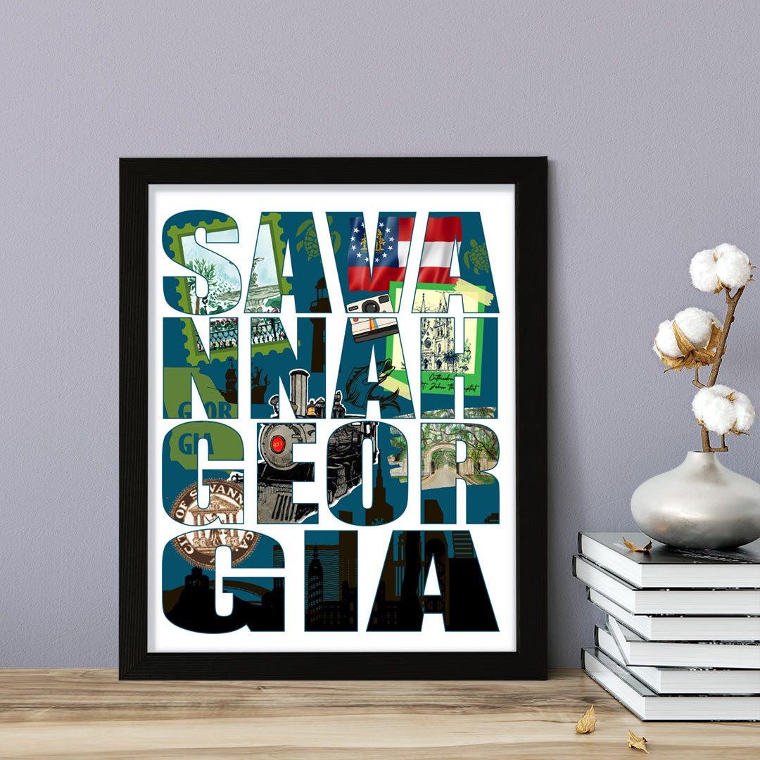 Designs ByLITA Savannah, Georgia Inspirational, Wall Print Art | American Cities Stylish Home Decoration (Unframed or Framed)