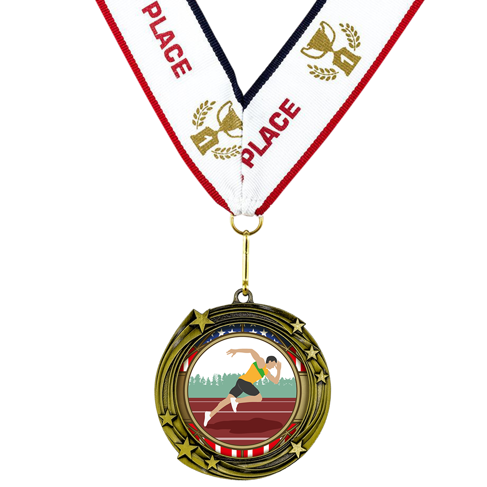 All Quality Stars Design Track and Field Medal ( male) - 1st, 2nd, 3rd Place