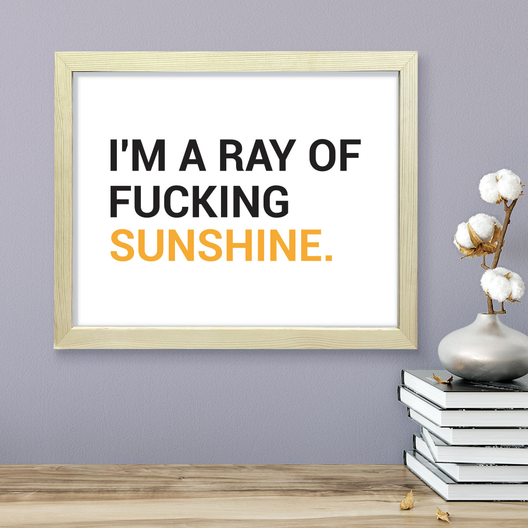 I'm a ray of f*cking sunshine, Novelty Framed Wall Art, Home Décor Prints