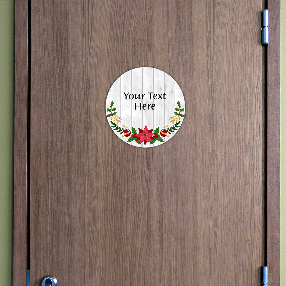 Circle Customizable Christmas Door or Wall Sign | Holiday Indoor Decoration