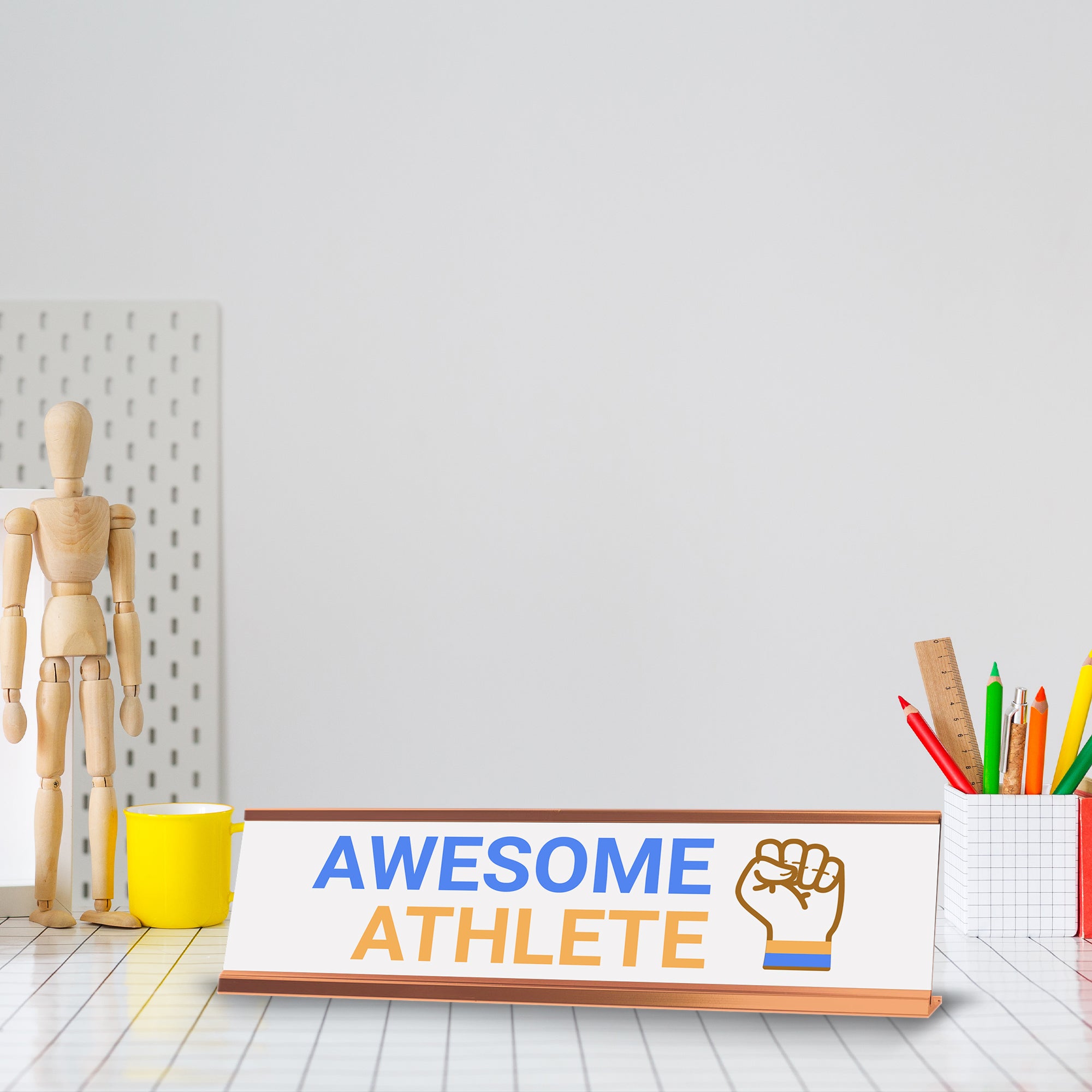 Signs ByLITA Awesome Athlete Award, Gold Frame, Desk Sign (2x8")