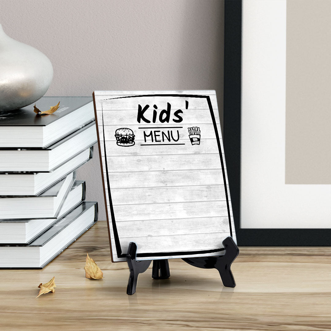 Kids' Menu 6x8 Dry Wipe Table Sign Easy Installation | Restaurant & Bar | Perfect To Clearly Direct Customers & Advertise Specials | No Pen Included