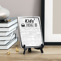 Kids' Menu 6x8 Dry Wipe Table Sign Easy Installation | Restaurant & Bar | Perfect To Clearly Direct Customers & Advertise Specials | No Pen Included