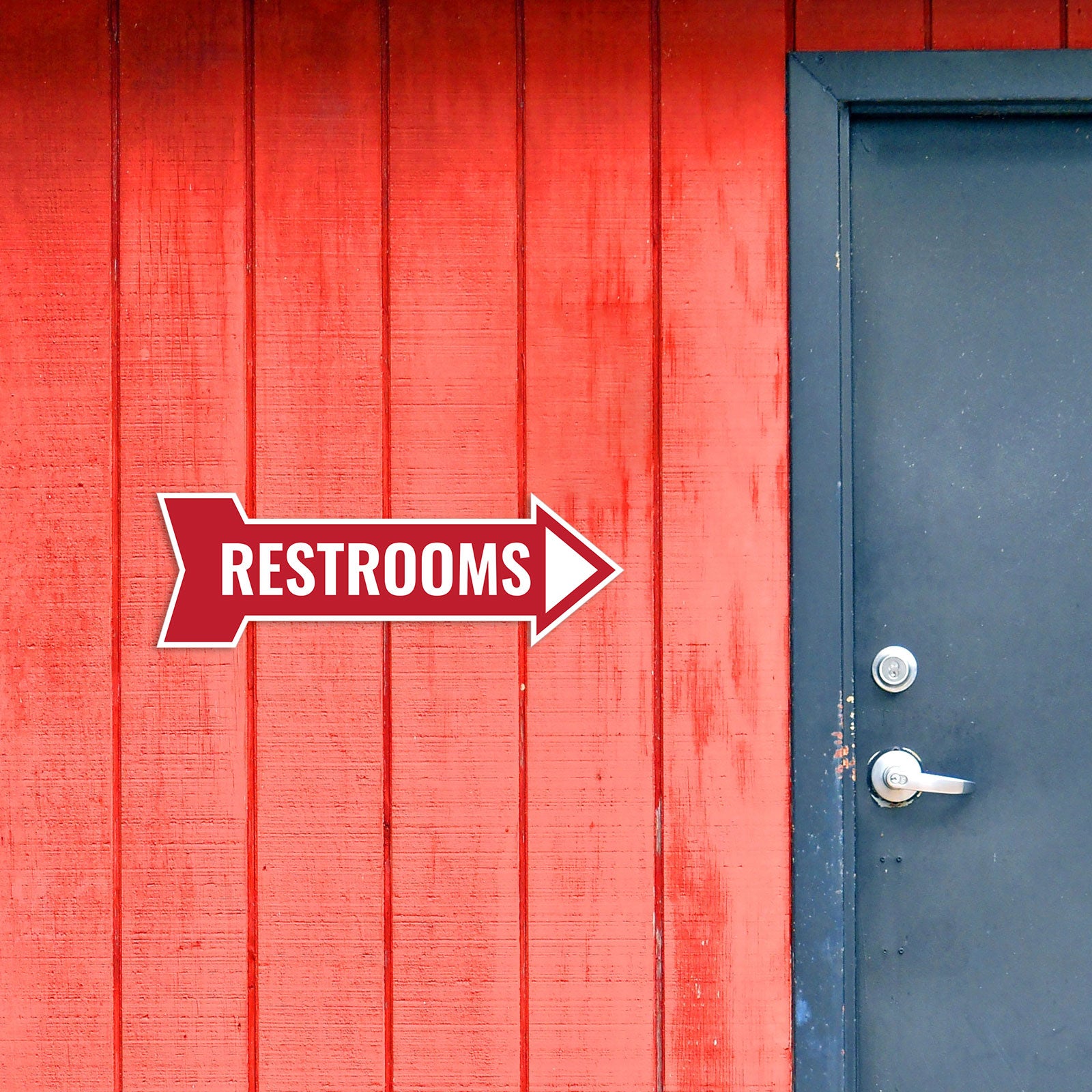 Arrow Shape Restrooms 12x4" Wall or Door Sign | Bathroom Signage