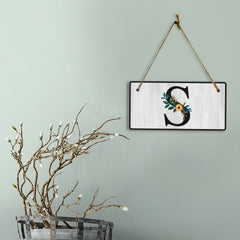 S Flower Decor 5x10 Hanging Wall or Door Sign | Alphabet Letter Room Decoration